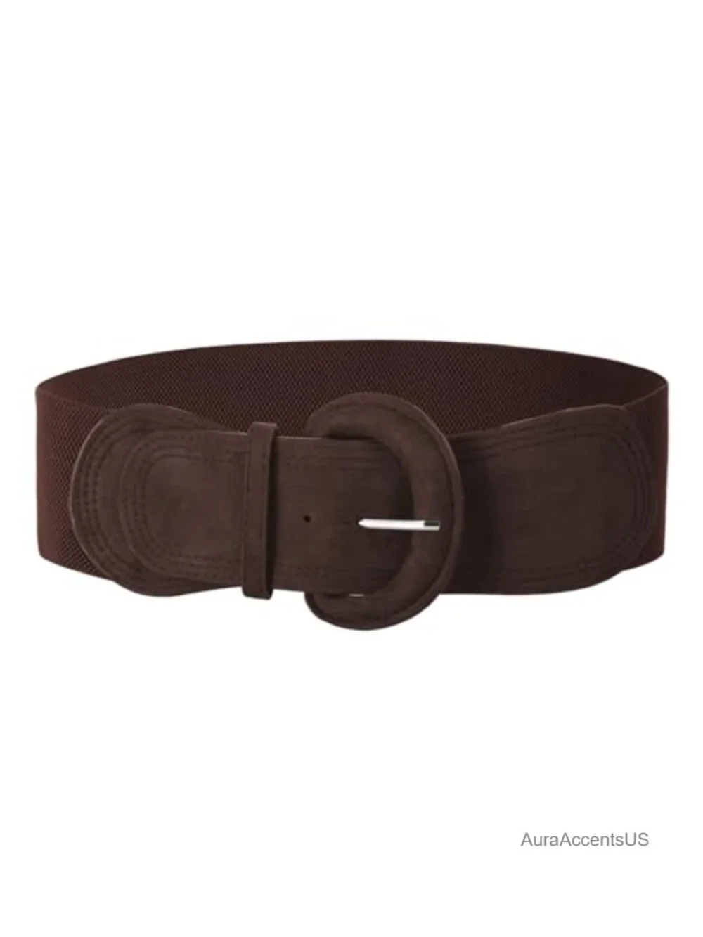 Wide Stretch Belt Faux Suede Elastic Chunky Waist Belt with Buckle